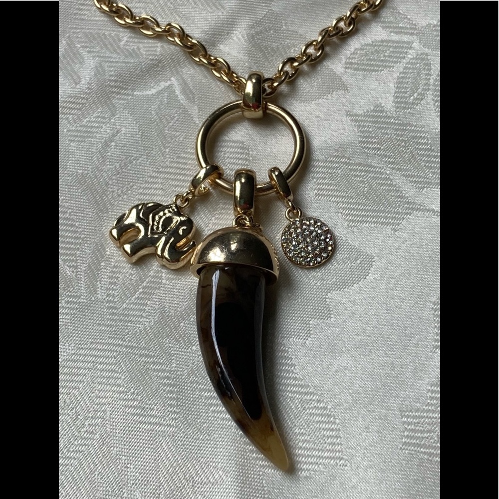 CHICO’S Goldtone Animal Print Italian Horn Necklace